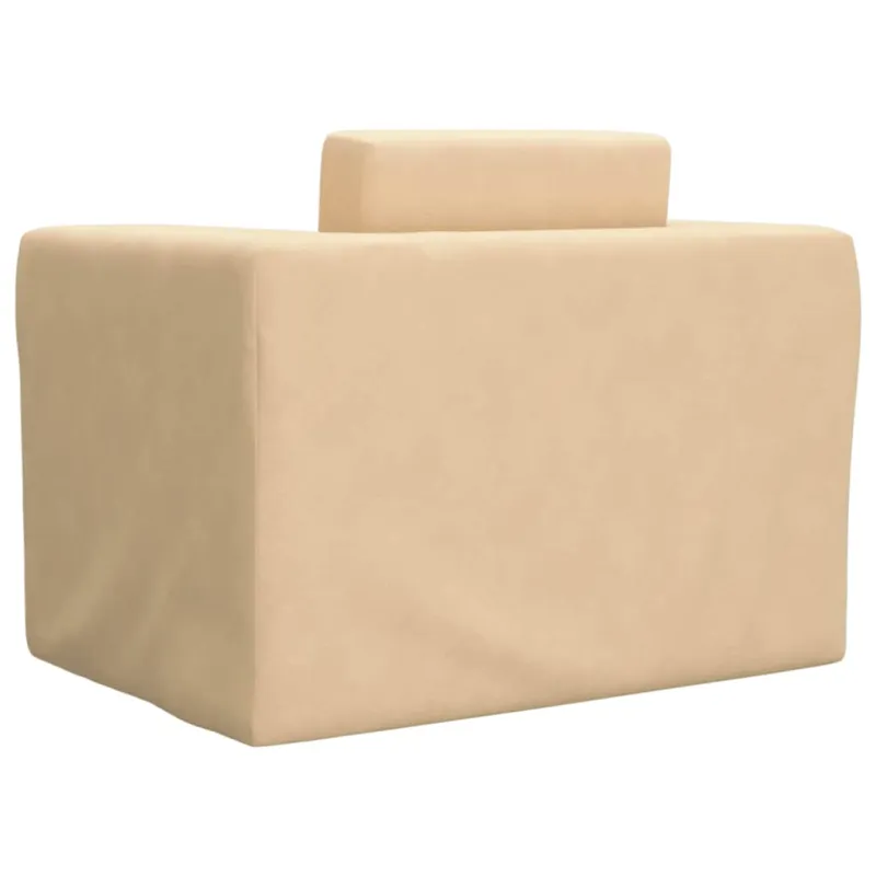 Vaikiška sofa-lova, kreminės spalvos, minkštas pliušas