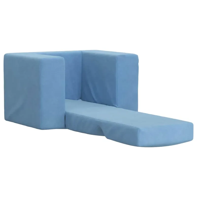 Vaikiška sofa-lova, mėlynos spalvos, minkštas pliušas