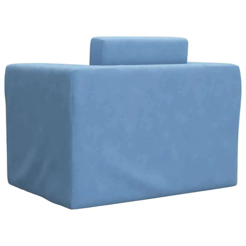 Vaikiška sofa-lova, mėlynos spalvos, minkštas pliušas
