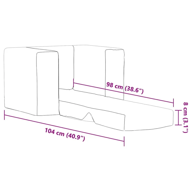 Vaikiška sofa-lova, mėlynos spalvos, minkštas pliušas