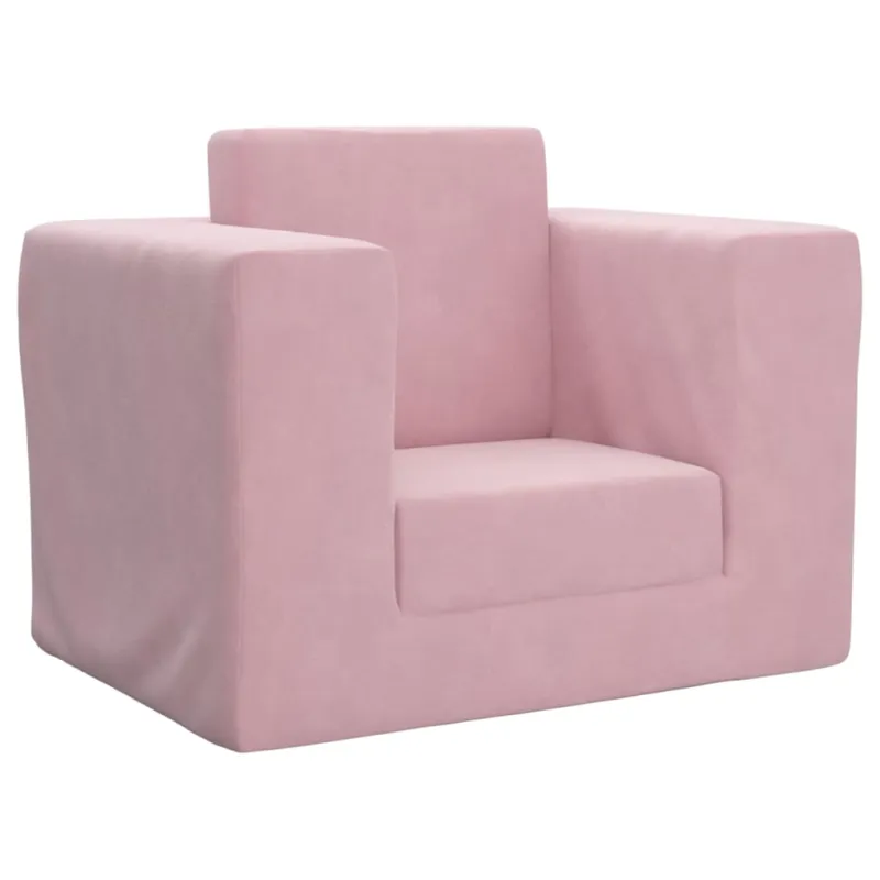 Vaikiška sofa-lova, rožinės spalvos, minkštas pliušas