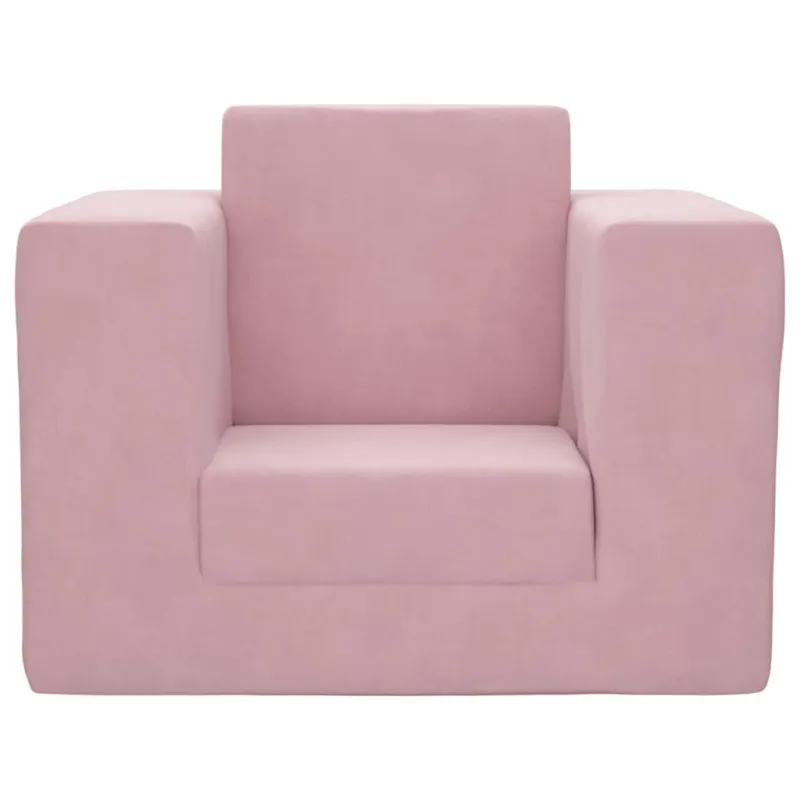 Vaikiška sofa-lova, rožinės spalvos, minkštas pliušas