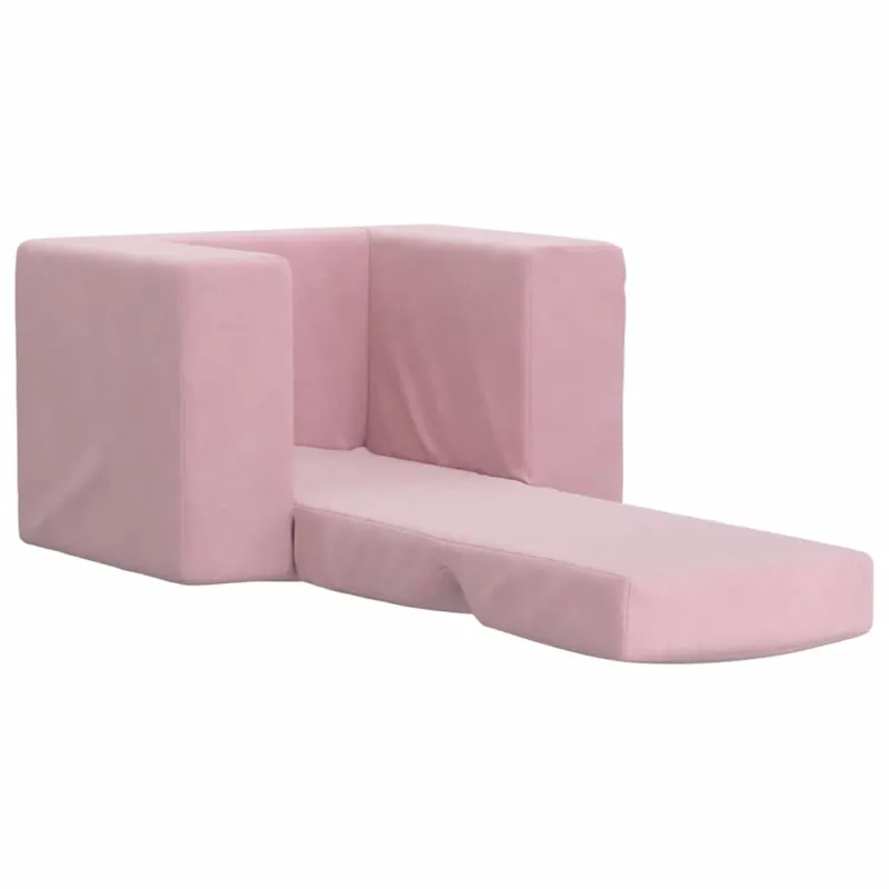 Vaikiška sofa-lova, rožinės spalvos, minkštas pliušas