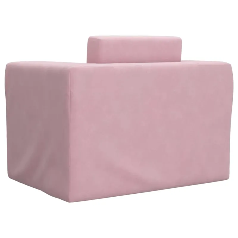 Vaikiška sofa-lova, rožinės spalvos, minkštas pliušas