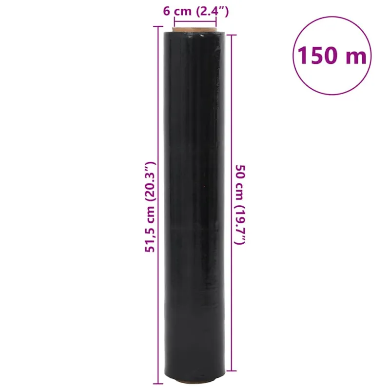 Stretch Film 2 vnt Juoda 20 μm 50 cm x 150 m