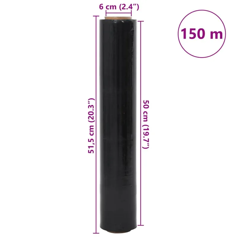Stretch Film 6 vnt Juoda 30 μm 50 cm x 150 m