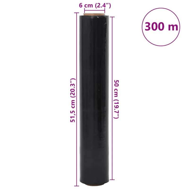 Stretch Film 2 vnt Juoda 20 μm 50 cm x 300 m