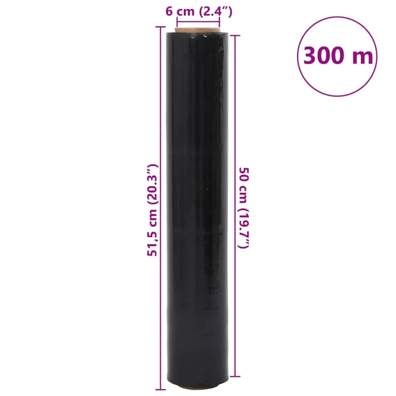 Stretch Film 6 vnt Juoda 17 μm 50 cm x 300 m