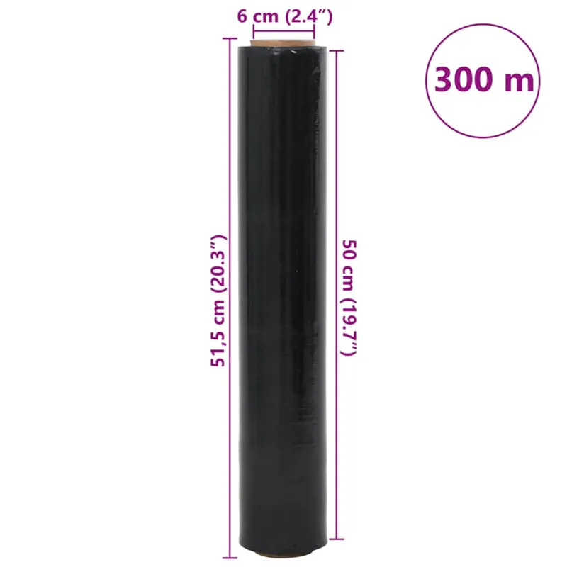 Stretch Film 6 vnt Juoda 30 μm 50 cm x 300 m