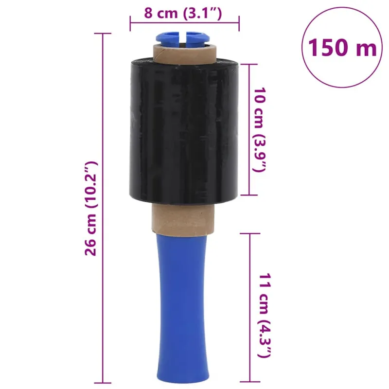 Stretch Films 50 vnt Juoda 23 µm 10 cm x 150 m