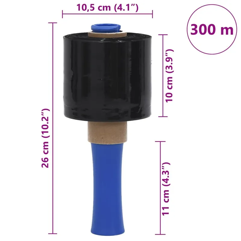 Stretch Films 10 vnt Juodos 23 µm 10 cm x 300 m