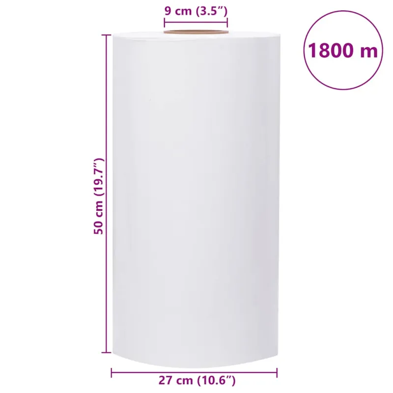 Žemės ūkio tampri plėvelė, balta, 25 µm, 50 cm x 1800 m