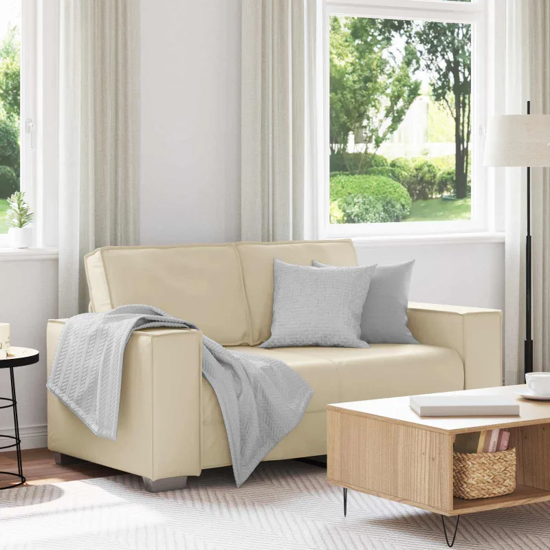 Dvivietė sofa Kreminė 160 cm Dirbtinė oda