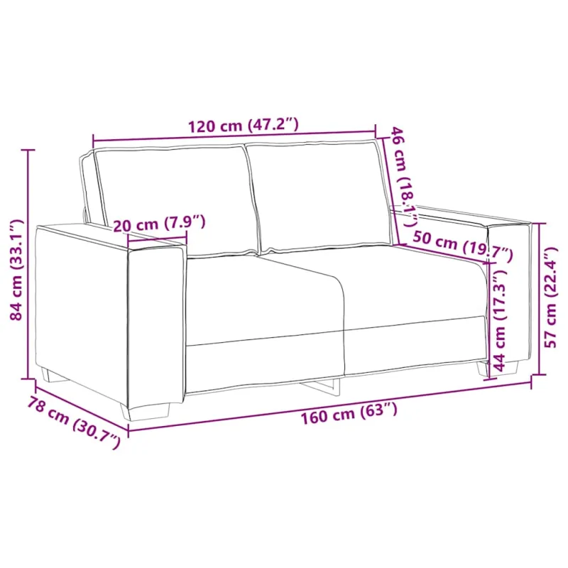Dvivietė sofa Vyno raudona 160 cm Dirbtinė oda