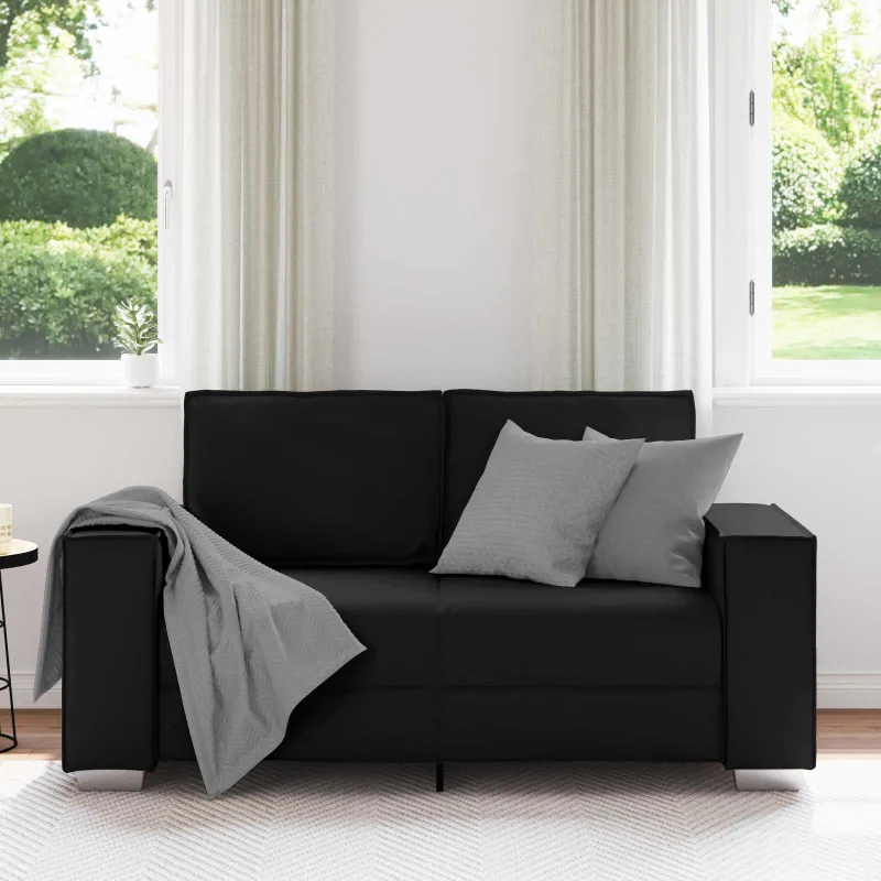Dvivietė sofa Juodas 160 cm Dirbtinė oda