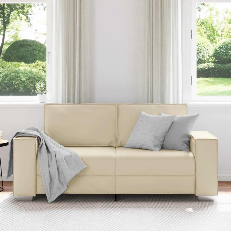 Dvivietė sofa Kreminė 180 cm Dirbtinė oda