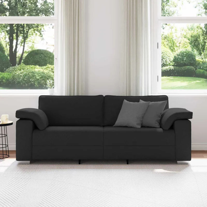 3-Vietis Sofa Juodas 220 cm audinys