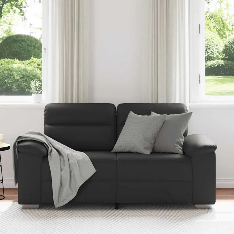 Dvivietė sofa, juoda, 160x81x84 cm, dirbtinė oda