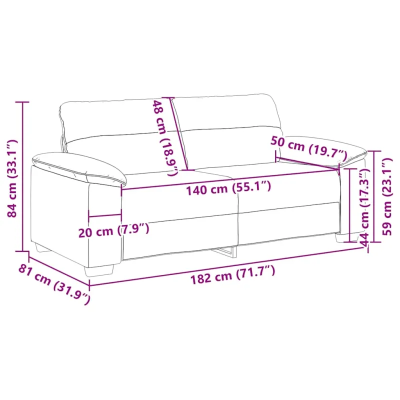 Dvivietė sofa, kapučino spalvos, 180x81x84 cm, dirbtinė oda