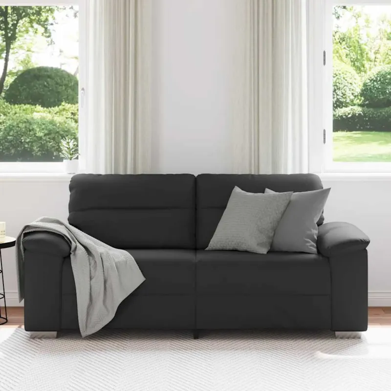 Dvivietė sofa, juoda, 180x81x84 cm, dirbtinė oda