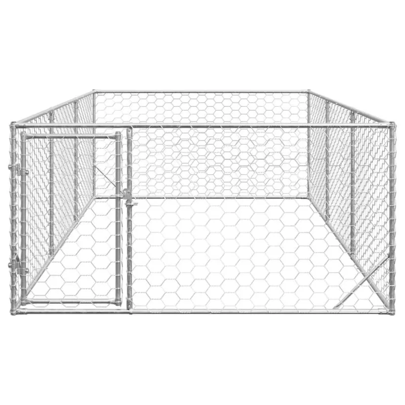 Lauko šunų voljeras su durelėmis, 2x4x1m, cinkuotas plienas