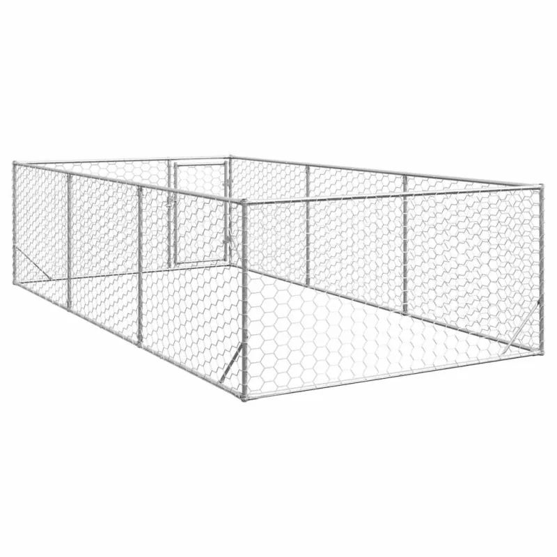 Lauko šunų voljeras su durelėmis, 2x4x1m, cinkuotas plienas