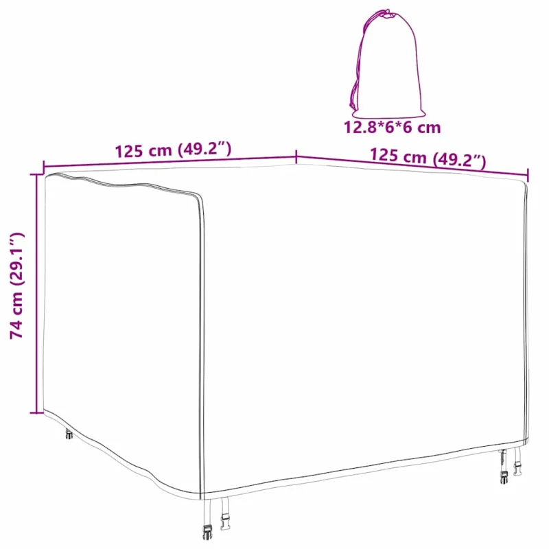 Baldų uždangalas Juoda 125 x 125 x 74 cm 420D Oksfordo audinys
