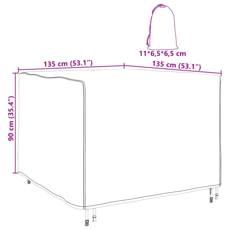 Baldų uždangalas Juoda 135 x 135 x 90 cm 210D Oxford audinys
