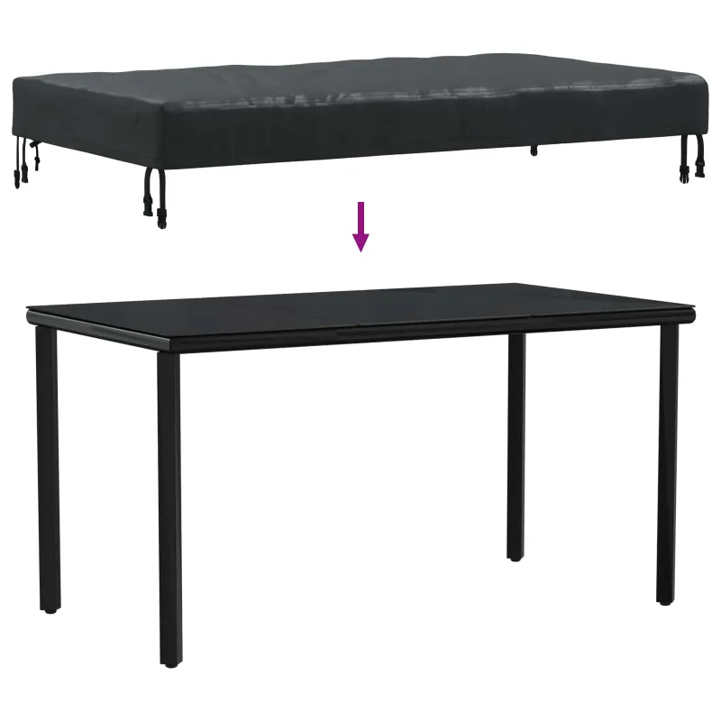 Stalo uždengimas Paprastas Juoda 122 x 72 x 15 cm audinys