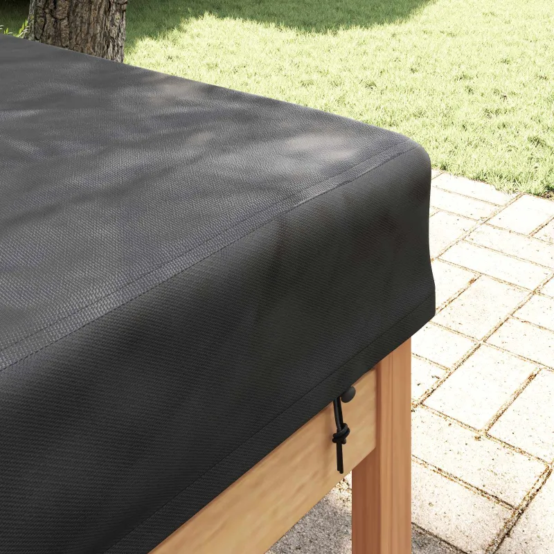 Stalo uždengimas Paprastas Juoda 262 x 102 x 15 cm audinys
