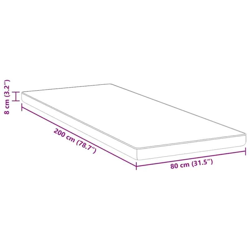 Čiužinio papildymas Balta 80 x 200 cm Žakardinis audinys