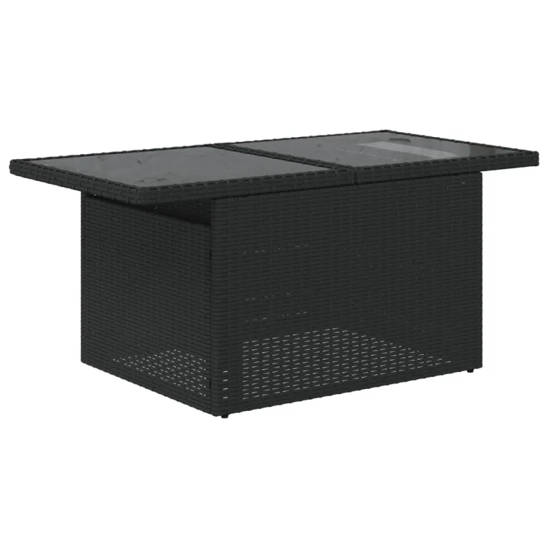 Sofos komplekti, 6 osaa, musta, polyrattana, tyynyt mukana