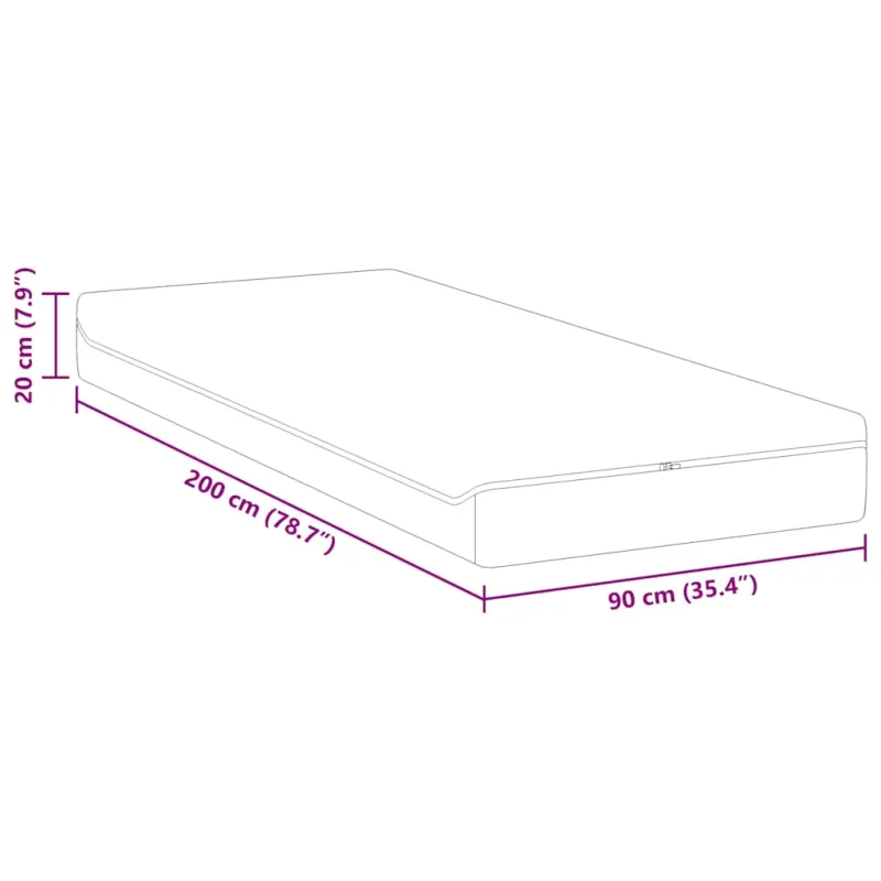 Čiužinys Balta ir pilka 90 x 200 cm Žakardinis audinys
