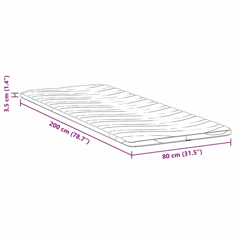 Čiužinio papildymas Balta 80 x 200 cm Megztas audinys