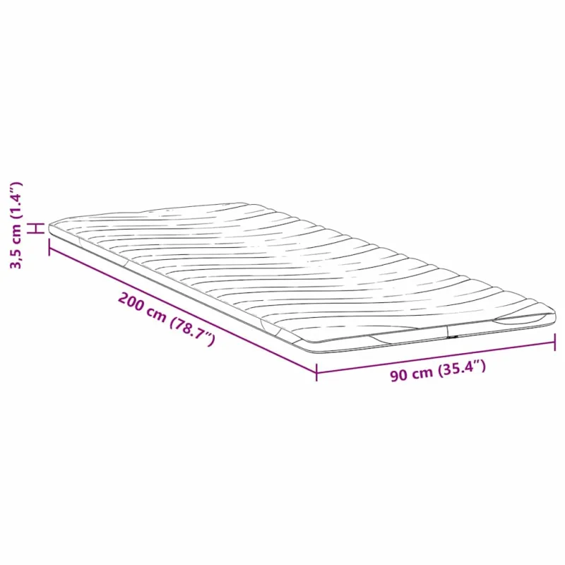 Čiužinio papildymas Balta 90 x 200 cm Megztas audinys