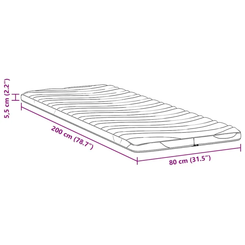 Čiužinio papildymas Balta 80 x 200 cm Megztas audinys