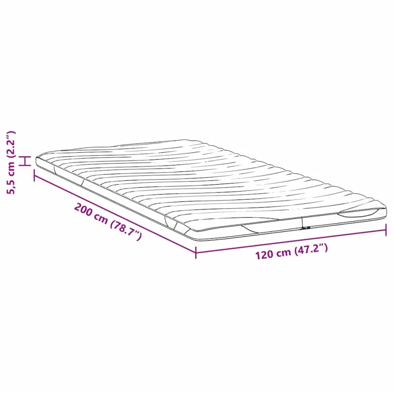 Čiužinio papildymas Balta 120 x 200 cm Megztas audinys