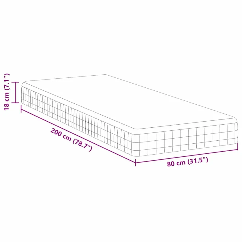 Čiužinys Balta ir pilka 80 x 200 cm Bonell spyruoklė