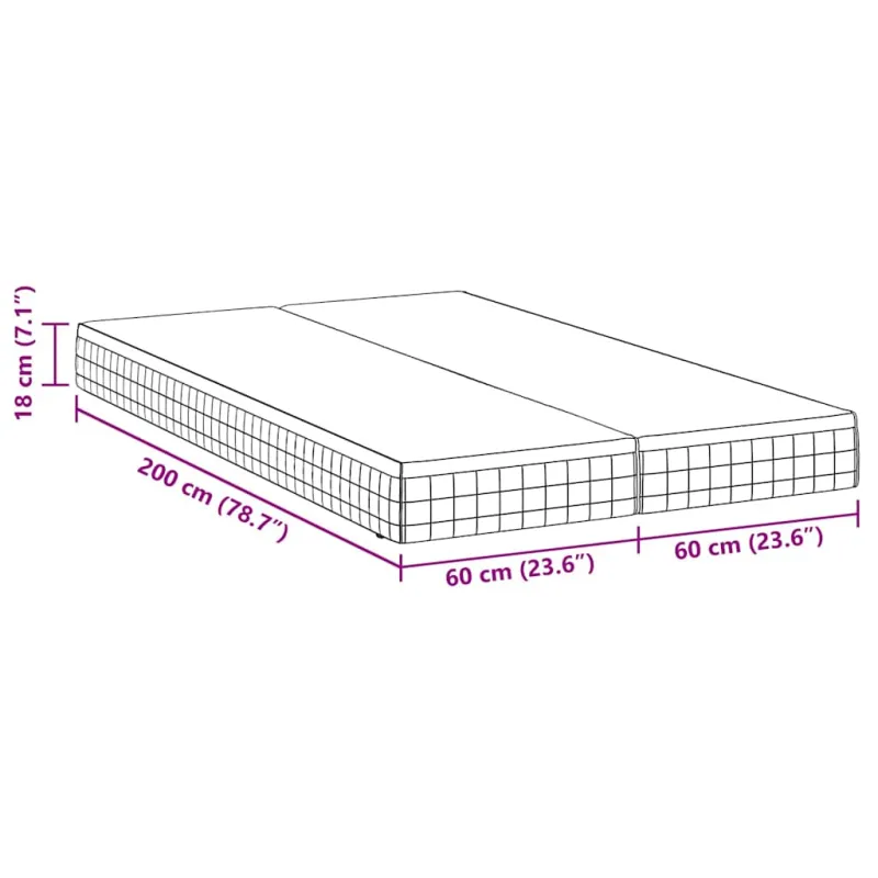 Čiužinys 2 pcs Balta ir pilka 60 x 200 cm Bonell spyruoklė
