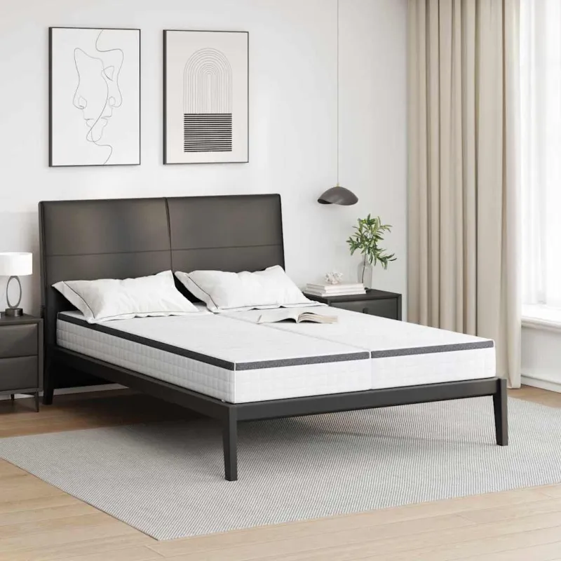 Čiužinys 2 pcs Balta ir pilka 70 x 200 cm Bonell spyruoklė