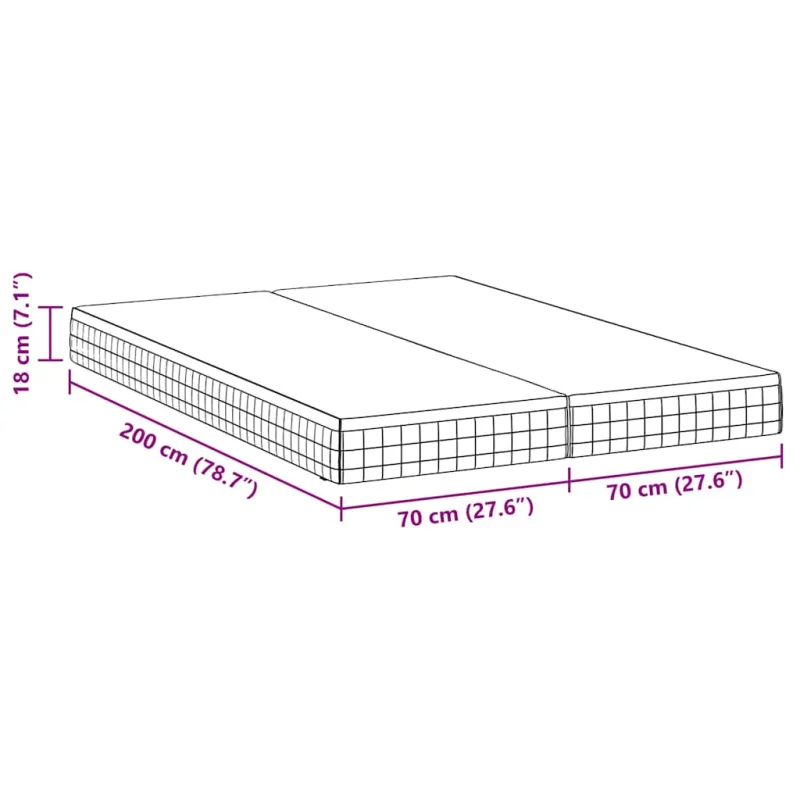 Čiužinys 2 pcs Balta ir pilka 70 x 200 cm Bonell spyruoklė