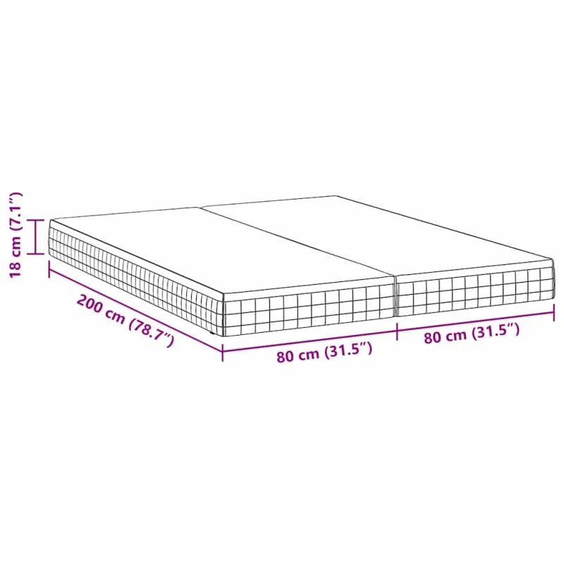 Čiužinys 2 pcs Balta ir pilka 80 x 200 cm Bonell spyruoklė