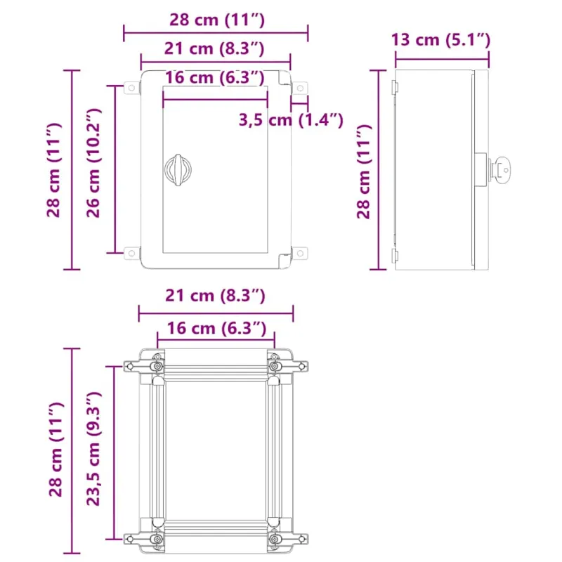 Control Cabinet Pilka 28 x 13 x 28 cm ABS plastikas