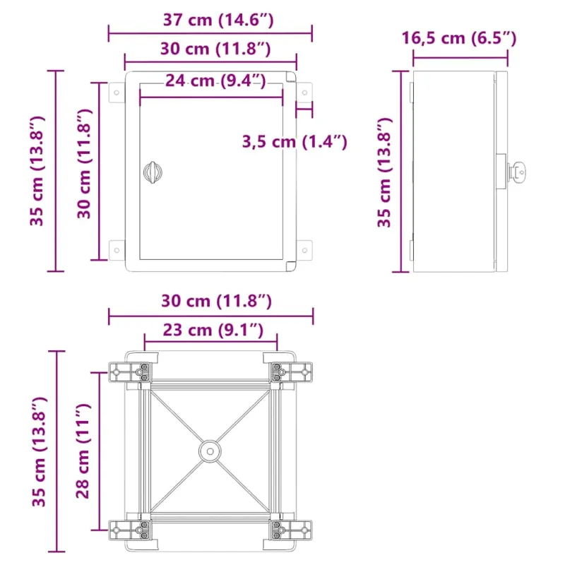 Control Cabinet Pilka 37 x 16,5 x 35 cm ABS plastikas