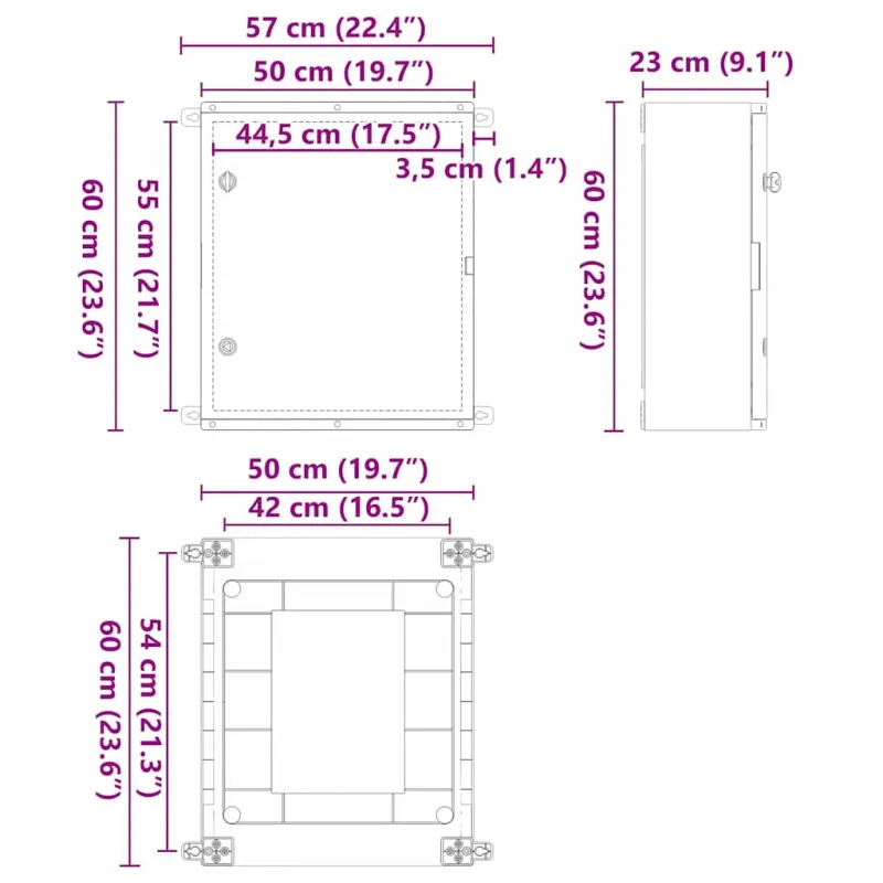 Control Cabinet Pilka 57 x 23 x 60 cm ABS plastikas