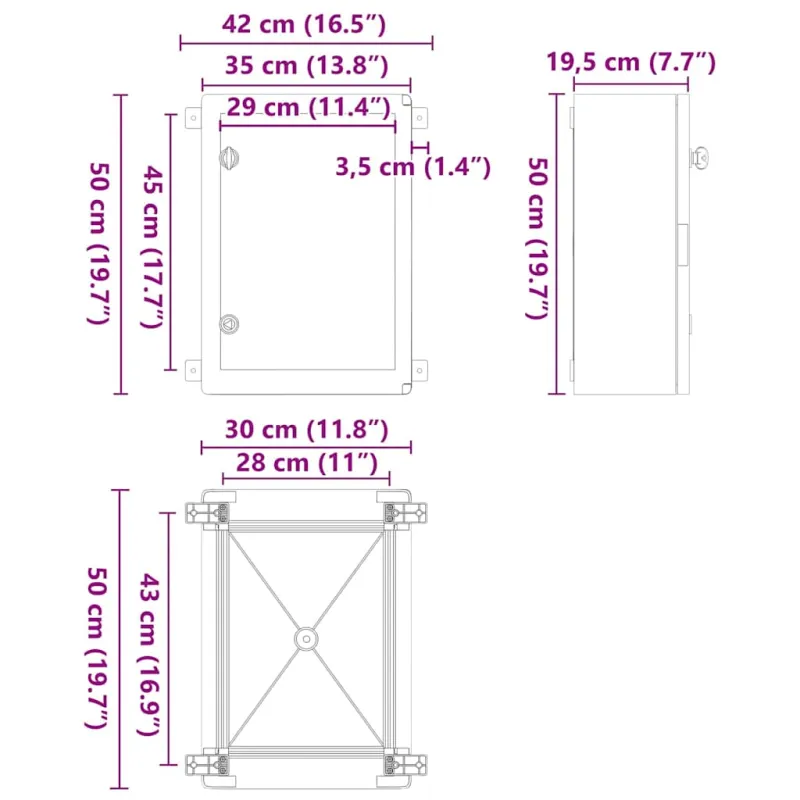 Control Cabinet Pilka 42 x 19,5 x 50 cm ABS plastikas