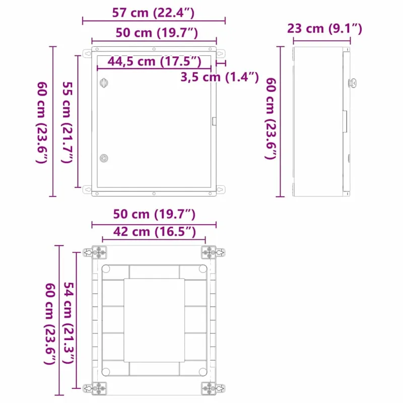 Control Cabinet Pilka 57 x 23 x 60 cm ABS plastikas