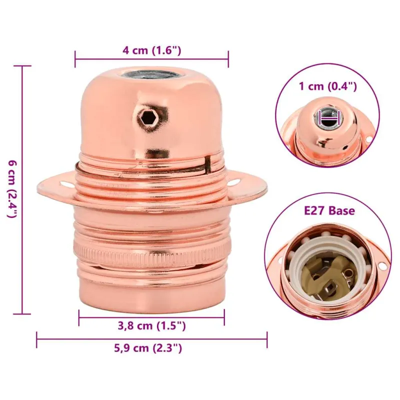 lempų laikikliai 2 vnt Rose Gold E27