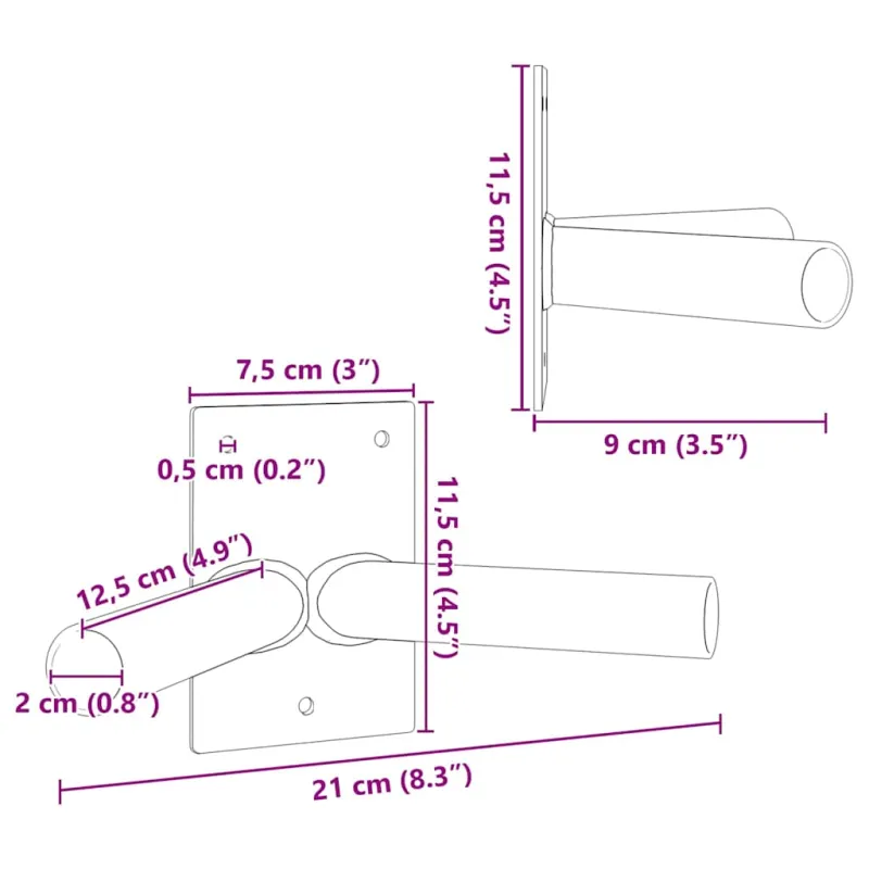 Vėliavos Stiebo Laikiklis Juoda 11,5 x 7,5 x 0,2 cm Plienas