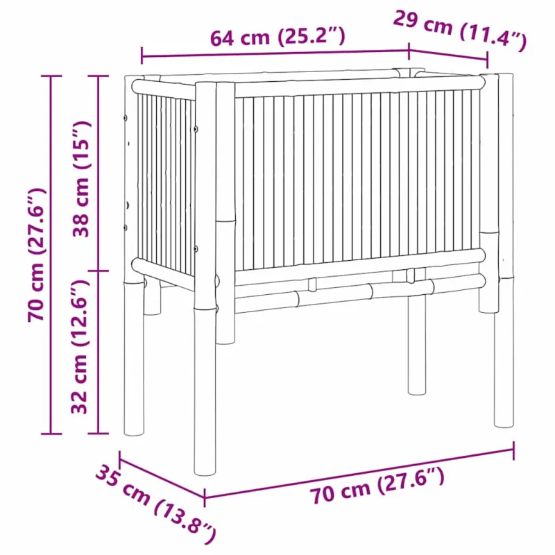 Pakelta lova Ruda 70 x 35 x 70 cm bambukas